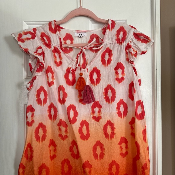 THML Red and Orange Ruffled Blouse - Picture 3 of 3